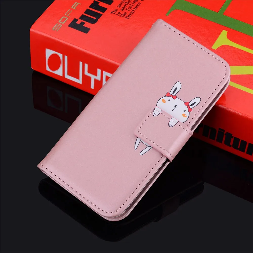 Anymob Xiaomi Redmi Pink Flip Leather Cases Cute Cartoon Cat Wallet Cover Shell