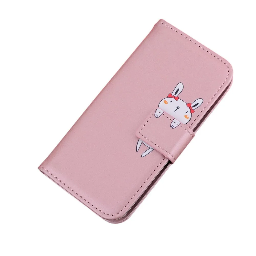 Anymob Xiaomi Redmi Pink Flip Leather Cases Cute Cartoon Cat Wallet Cover Shell