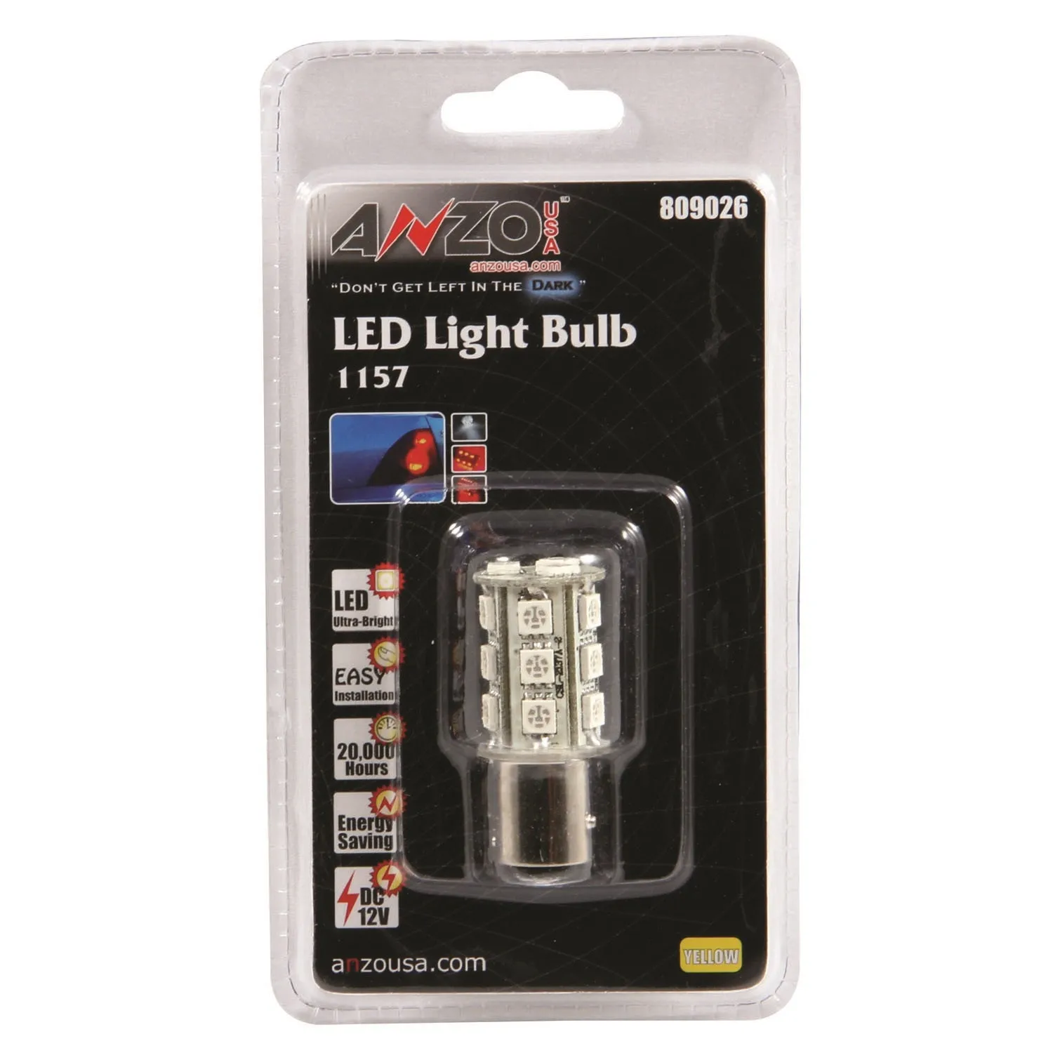 Anzo USA 809026 LED Replacement Bulb; 1157; 18 LEDs; 1 3/4 in. Tall; Amber;
