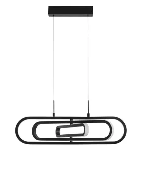 ART Matt Black Aluminium & Acrylic 3 Ring Oval Adjustable Pendant - ID 10086