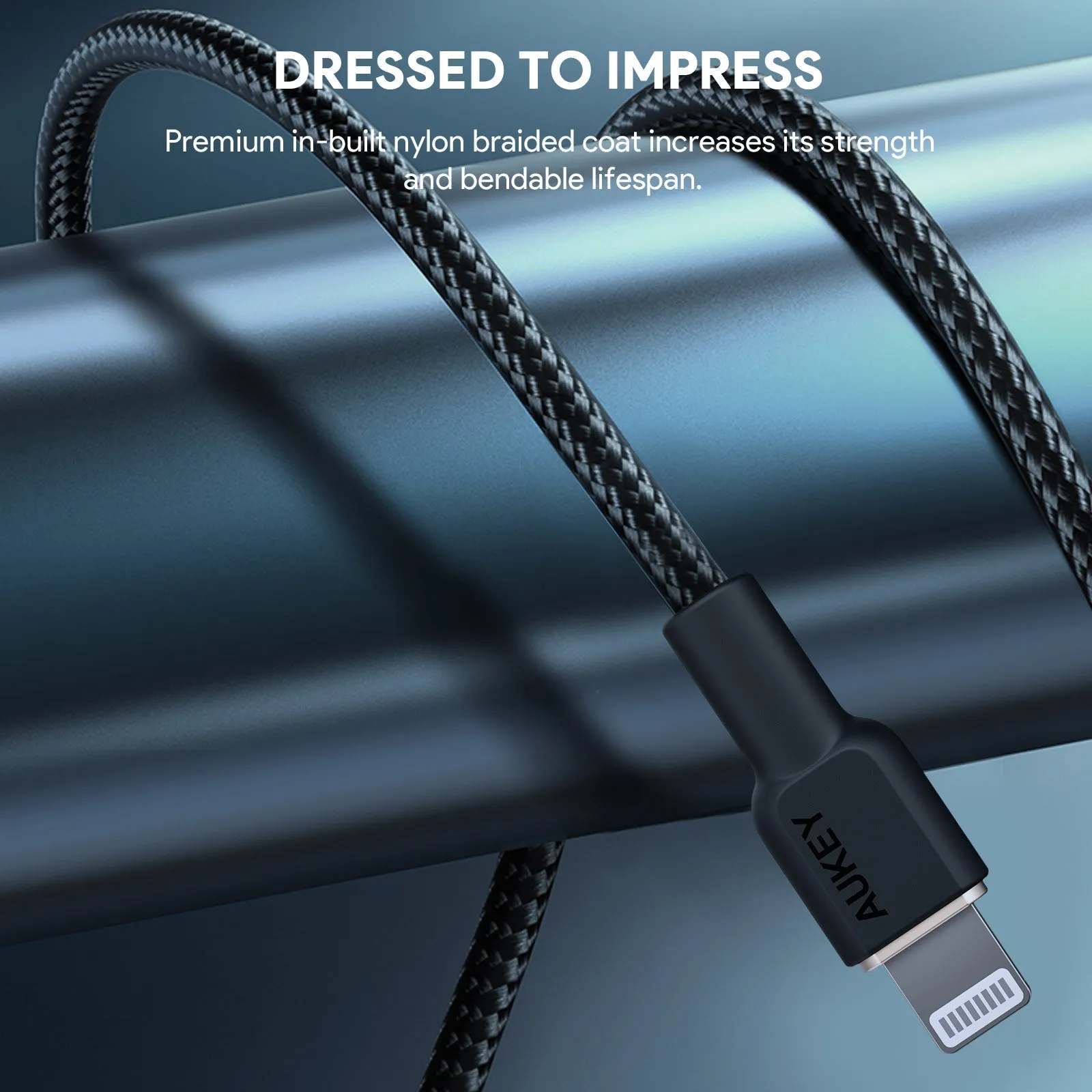 AUKEY CB-KCL1/CB-KCL2 Circlet CL Nylon Braided USB-C to Lightning Cable (1/1.8m)