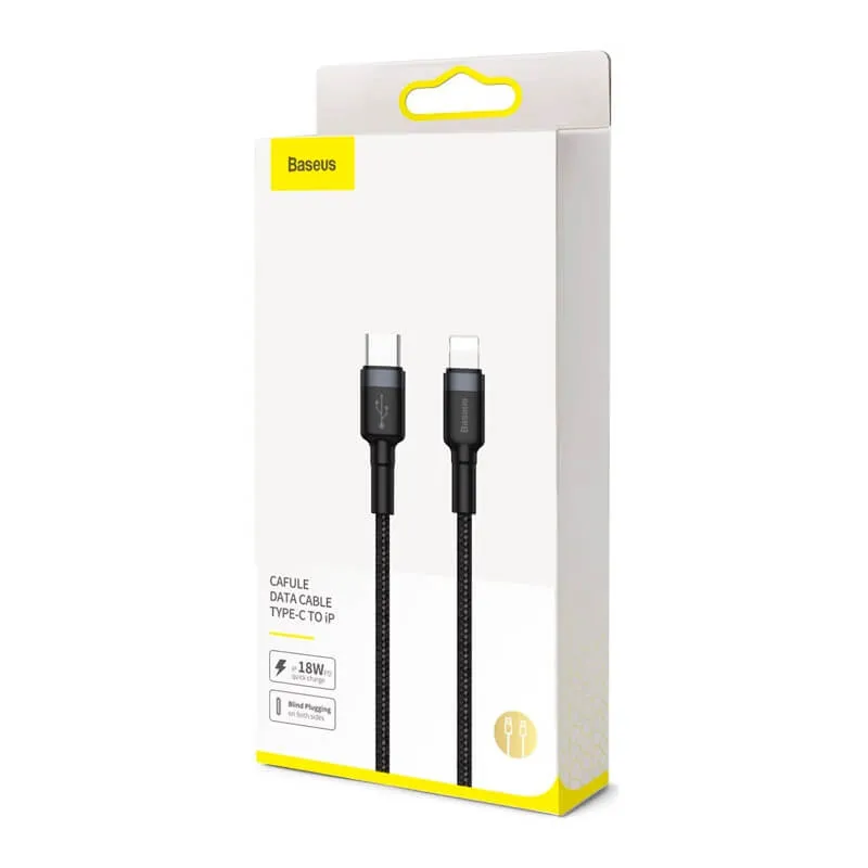 BASEUS 1M Type-C to Lightning Charging Cable (3A) | Cafule Series QC3.0 Apple iPhone Fast Charger Cable