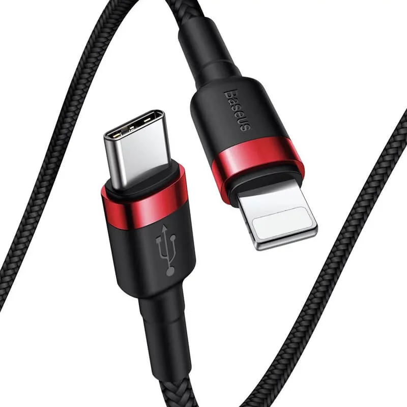 BASEUS 1M Type-C to Lightning Charging Cable (3A) | Cafule Series QC3.0 Apple iPhone Fast Charger Cable