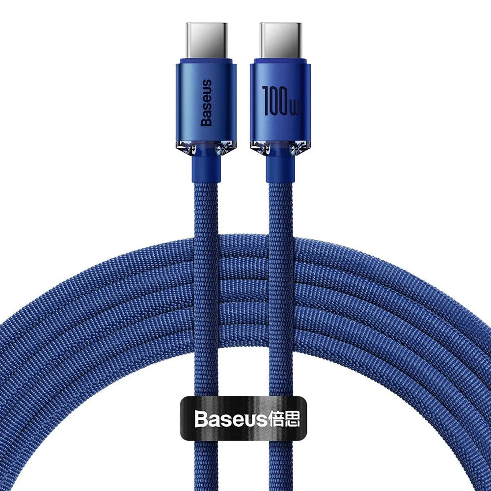 Baseus Crystal Shine Series CAJY000603 Type-C To Type-C Cable 100W Fast Charging 1.2m - Blue