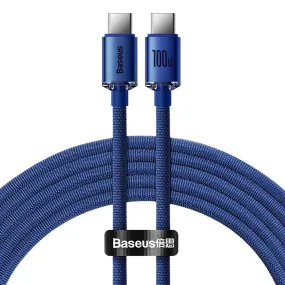 Baseus Crystal Shine Series CAJY000603 Type-C To Type-C Cable 100W Fast Charging 1.2m - Blue