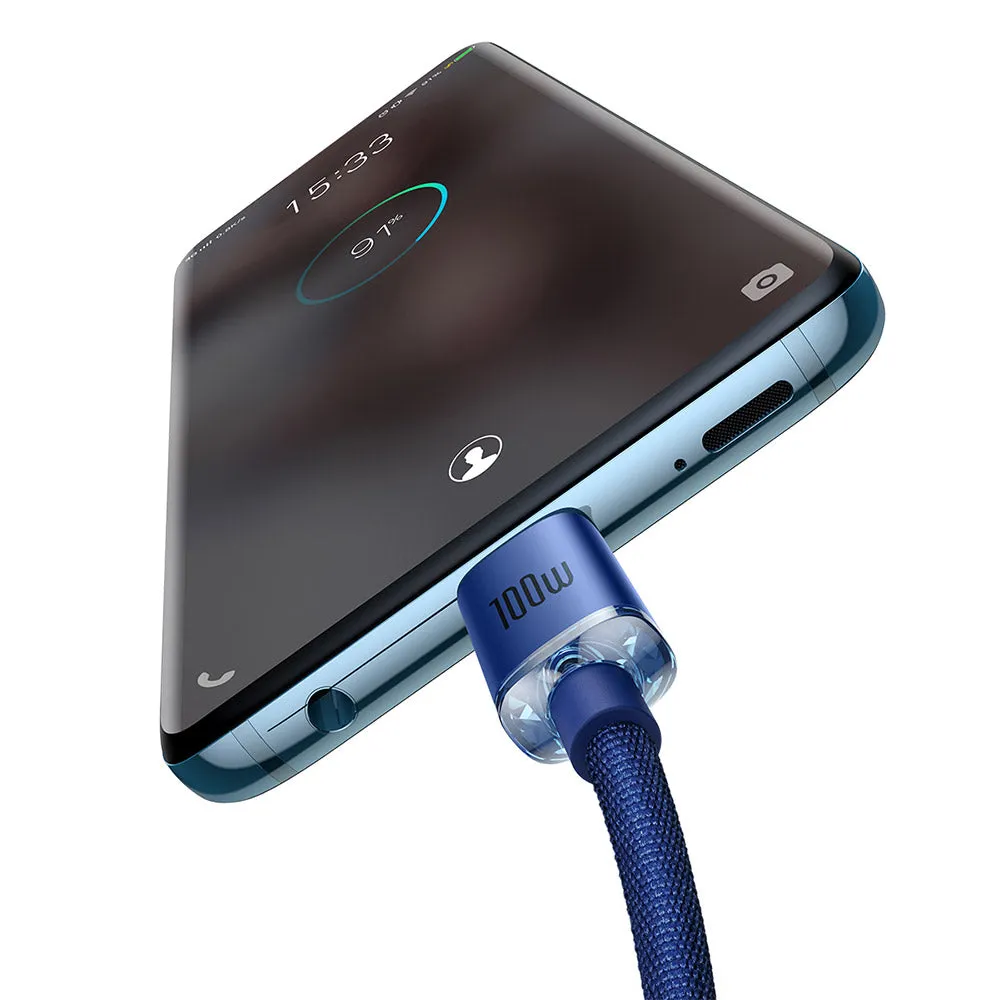 Baseus Crystal Shine Series CAJY000603 Type-C To Type-C Cable 100W Fast Charging 1.2m - Blue