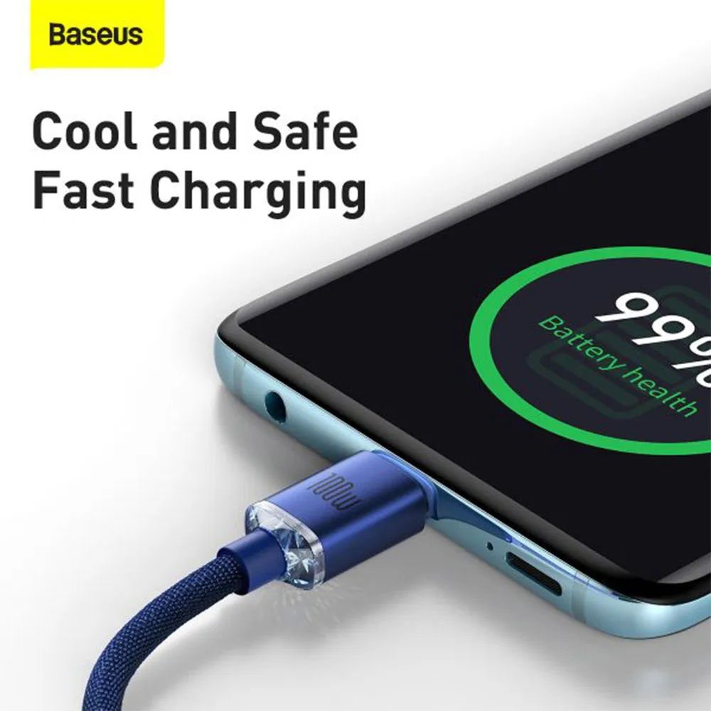 Baseus Crystal Shine Series CAJY000603 Type-C To Type-C Cable 100W Fast Charging 1.2m - Blue