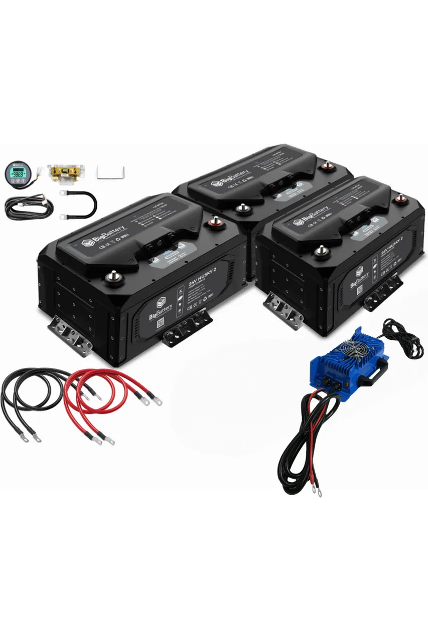 BigBattery | 24V HUSKY 2 Bundle | LiFePO4 Lithium Battery 5.12KwH 200Ah | For Golf Carts, Utility Vehicles, RVs & Camper Vans [BNDL-B0016]