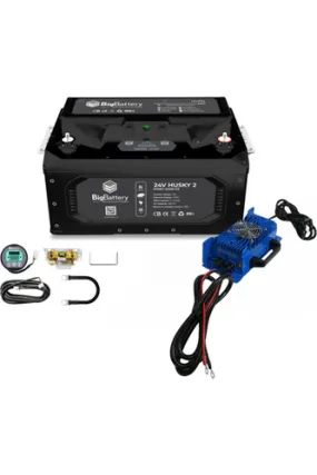BigBattery | 24V HUSKY 2 Bundle | LiFePO4 Lithium Battery 5.12KwH 200Ah | For Golf Carts, Utility Vehicles, RVs & Camper Vans [BNDL-B0016]