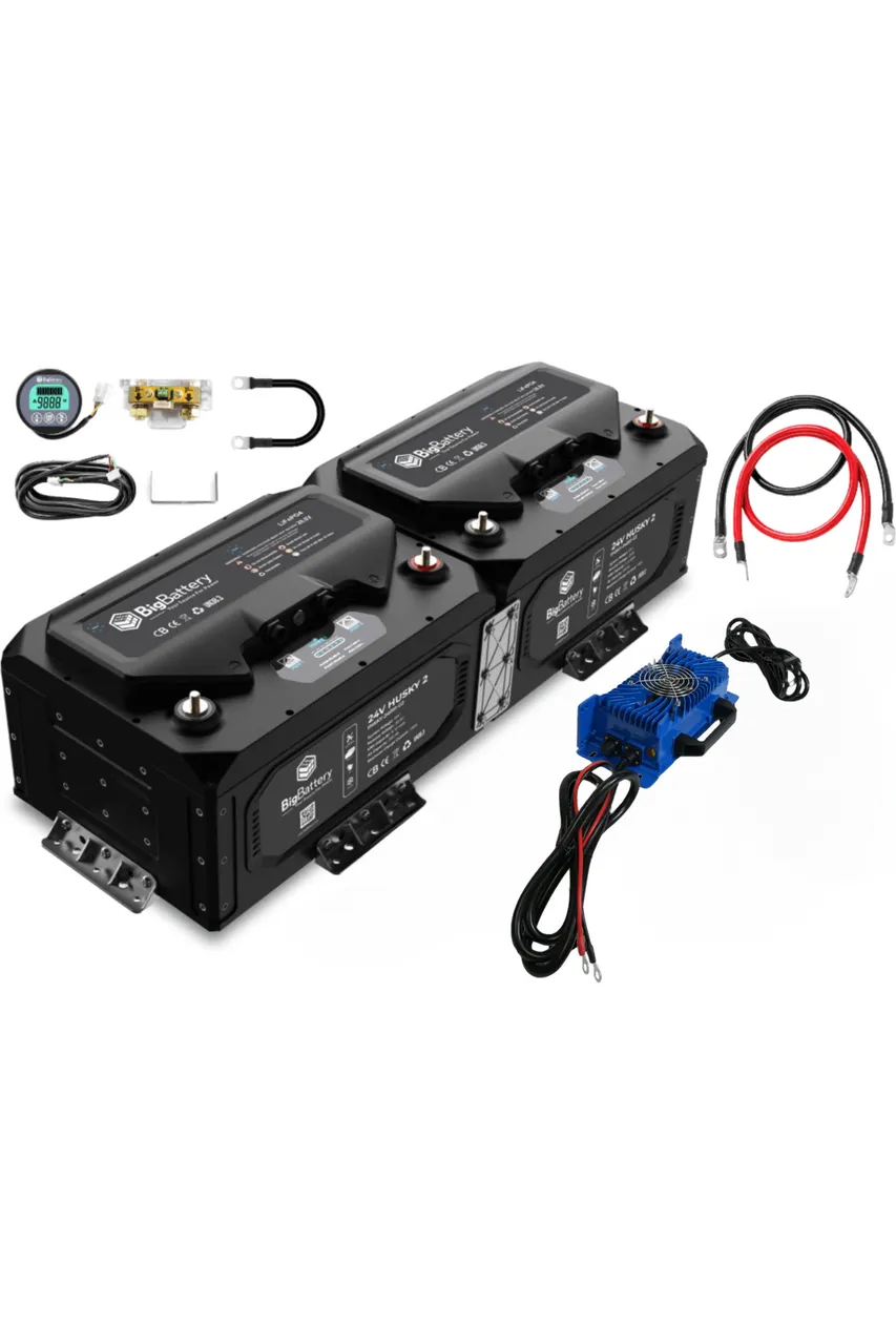 BigBattery | 24V HUSKY 2 Bundle | LiFePO4 Lithium Battery 5.12KwH 200Ah | For Golf Carts, Utility Vehicles, RVs & Camper Vans [BNDL-B0016]