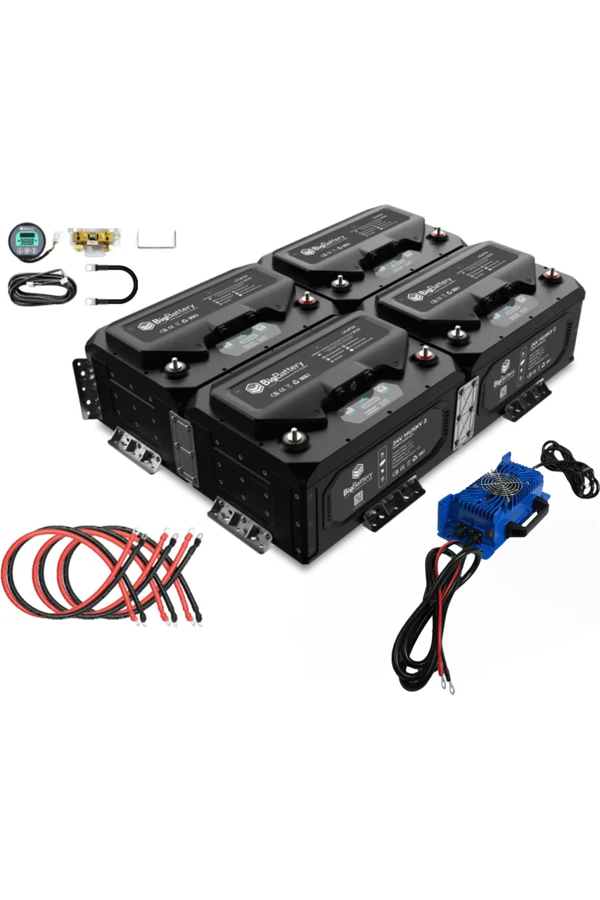 BigBattery | 24V HUSKY 2 Bundle | LiFePO4 Lithium Battery 5.12KwH 200Ah | For Golf Carts, Utility Vehicles, RVs & Camper Vans [BNDL-B0016]