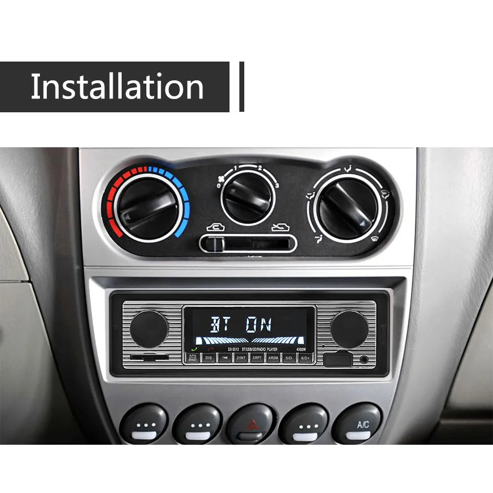 Bluetooth Vintage Car Radio MP3 Player Stereo USB AUX Classic Car