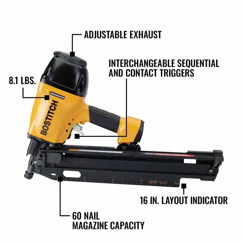 Bostitch BTFP1KIT21PL 21 Degree Pneumatic Framing Nailer Compressor & Hose Combo Kit