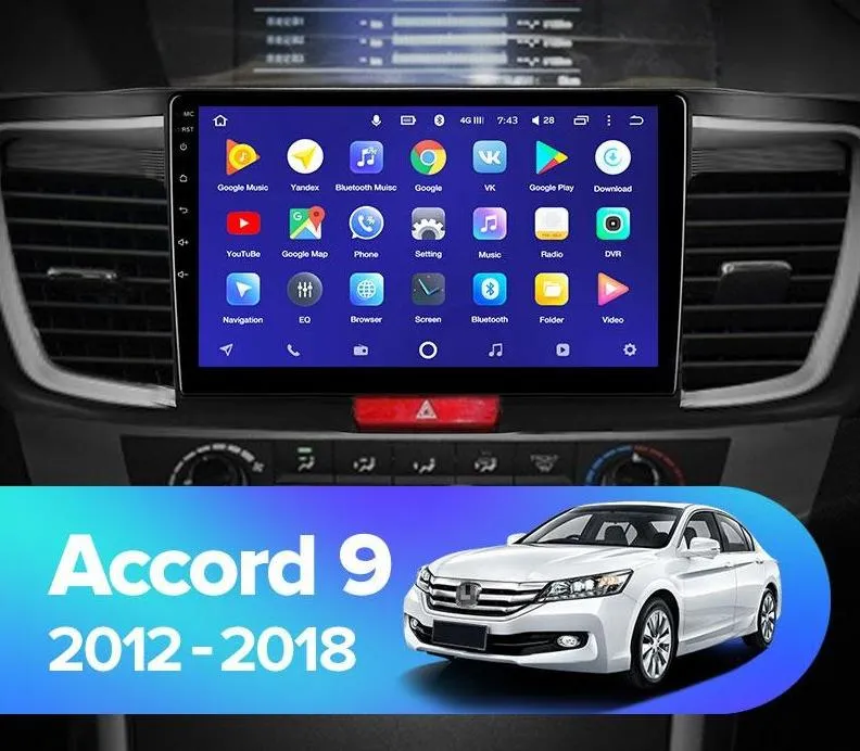 Car Dealz 10.2" Android 10.0 Honda Accord 9 CR 2012 - 2018 In Dash Plus OEM Fascia