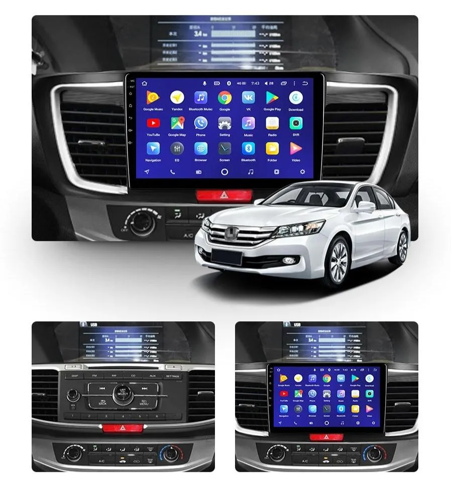 Car Dealz 10.2" Android 10.0 Honda Accord 9 CR 2012 - 2018 In Dash Plus OEM Fascia