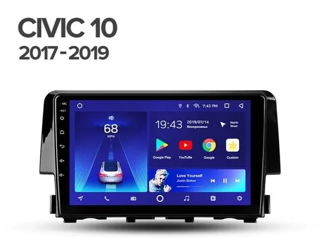 Car Dealz 10.2" Android 10.0 Honda Civic 10 FC FK 2016-2019 w CAM In Dash Plus OEM Fascia