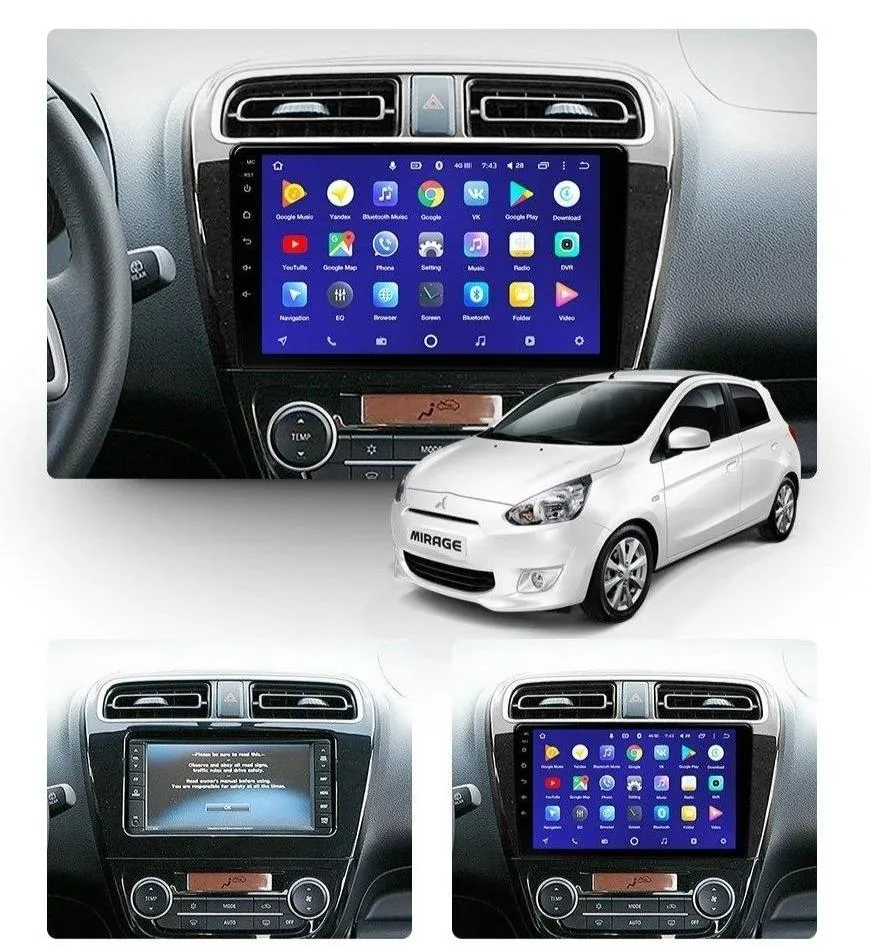 Car Dealz 10.2" Android 10.0 Mitsubishi Mirage 6 2012-2018 In Dash Plus OEM Fascia