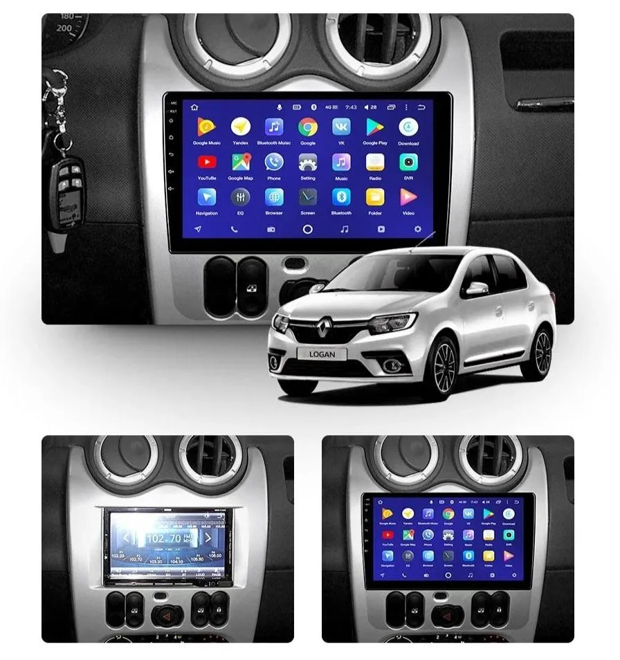 Car Dealz 10.2" Android 10.0 Renault Logan 1 2010-2015 In Dash Plus OEM Fascia