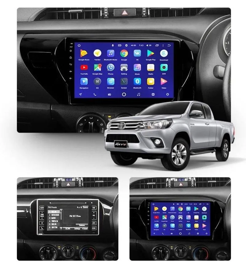 Car Dealz 10.2" Android 10.0 Toyota Hilux Pick Up AN120 2015-2020 In Dash Plus OEM Fascia