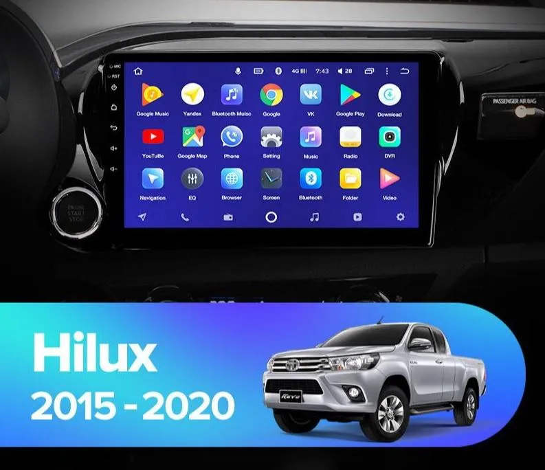 Car Dealz 10.2" Android 10.0 Toyota Hilux Pick Up AN120 2015-2020 In Dash Plus OEM Fascia