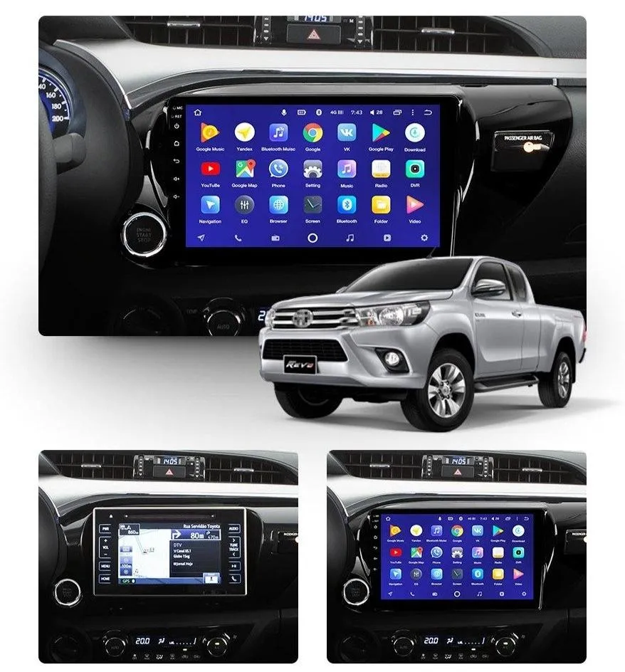 Car Dealz 10.2" Android 10.0 Toyota Hilux Pick Up AN120 2015-2020 In Dash Plus OEM Fascia