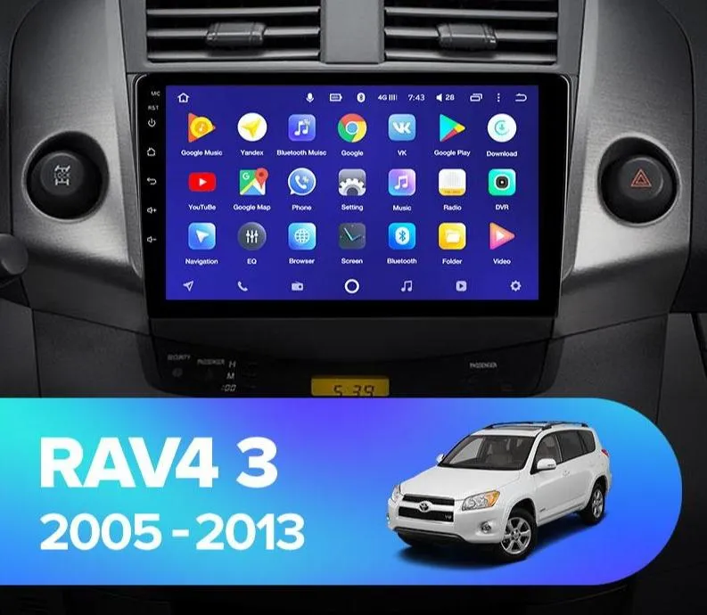 Car Dealz 10.2" Android 10.0 Toyota RAV4 3 XA30 Premium 2005-2013 In Dash Plus OEM Fascia