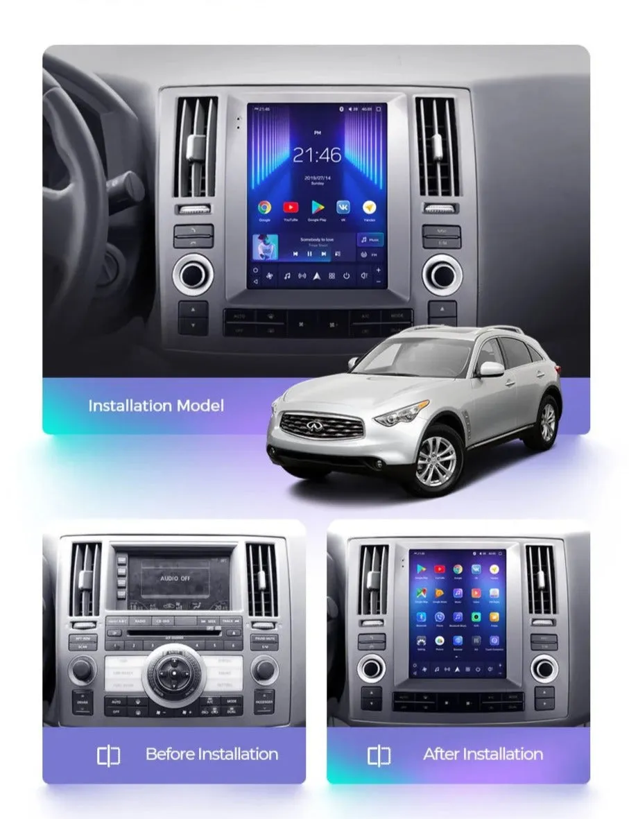 Car Dealz 11" Android 12.0 Infiniti Fx35 Tesla Style 2006-2009 In Dash Plus OEM Fascia