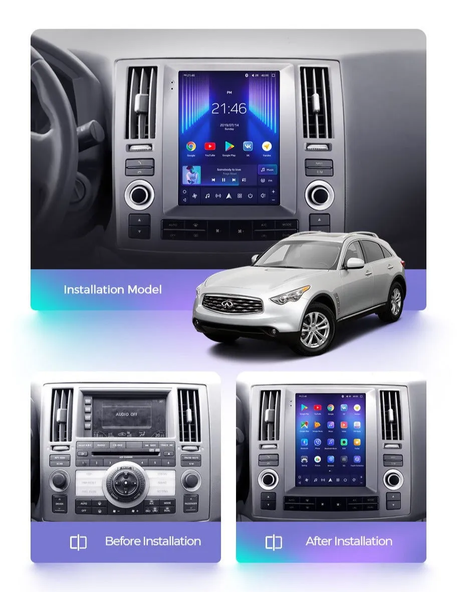 Car Dealz 11" Android 12.0 Infiniti Fx35 Tesla style screen 2006-2009 In Dash Plus OEM Fascia