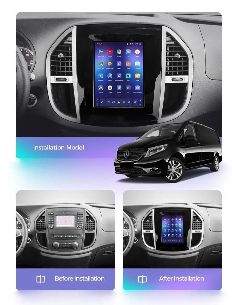 Car Dealz 11" Android 12.0 Mercedes Benz Vito 3 W447 Tesla Style 2014 - 2020 In Dash Plus OEM Fascia
