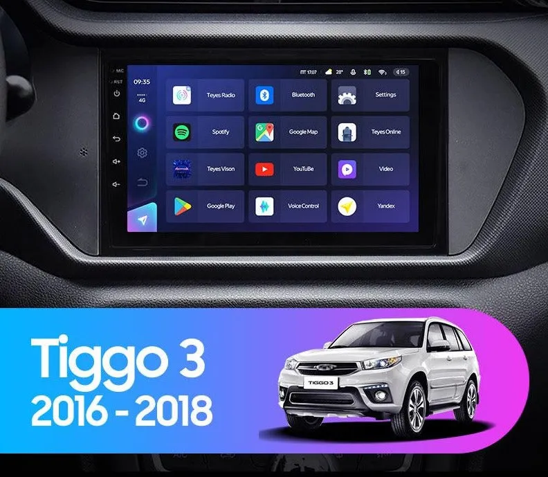Car Dealz Elite 4G Data Model 10.2" Android 12.0 For Chery Tiggo 3 2016 - 2018 In Dash Plus OEM Fascia