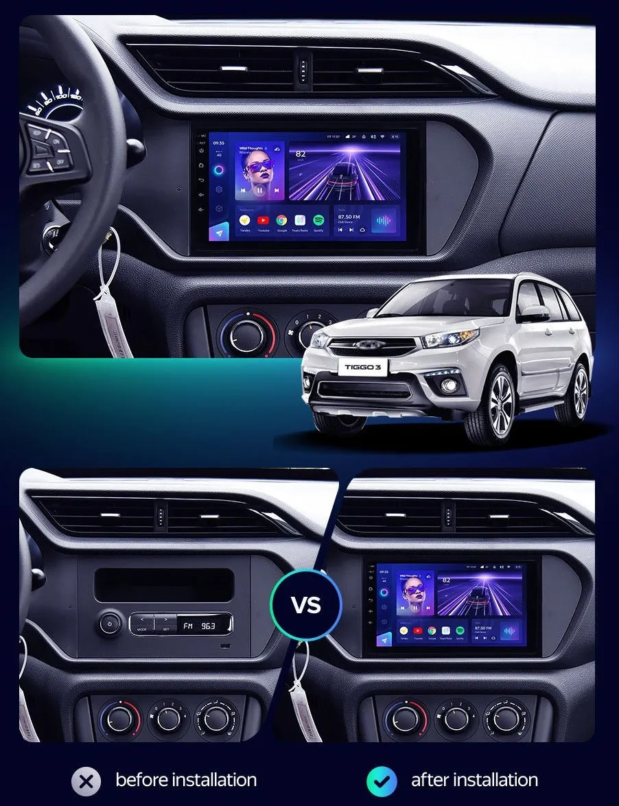 Car Dealz Elite 4G Data Model 10.2" Android 12.0 For Chery Tiggo 3 2016 - 2018 In Dash Plus OEM Fascia