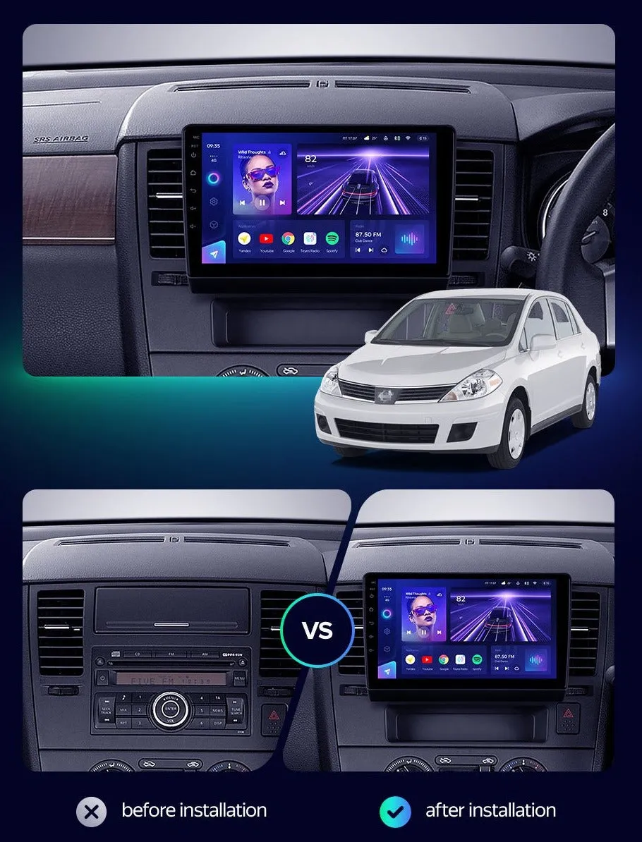Car Dealz Elite 4G Data Model 10.2" Android 12.0 For Nissan Tiida C11 2004 - 2013 In Dash Plus OEM Fascia