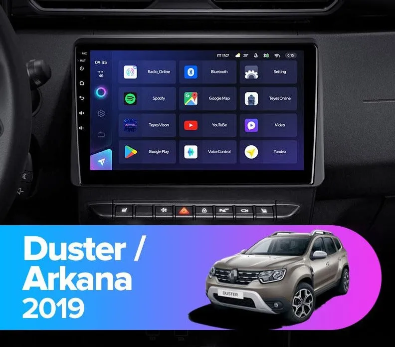 Car Dealz Elite 4G Data Model 10.2" Android 12.0 For Renault Duster Arkana 2019 In Dash Plus OEM Fascia