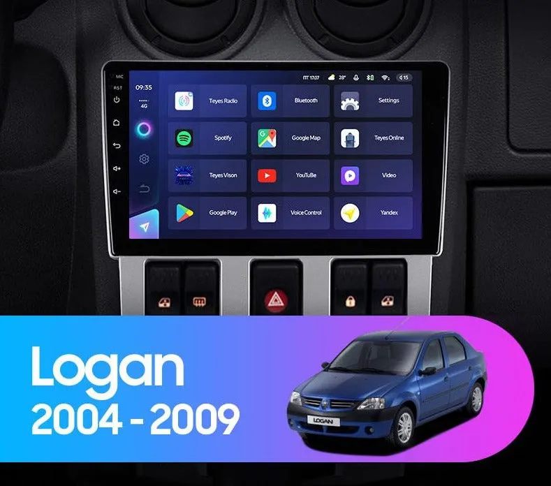 Car Dealz Elite 4G Data Model 10.2" Android 12.0 For Renault Logan 1 2004 - 2009 In Dash Plus OEM Fascia