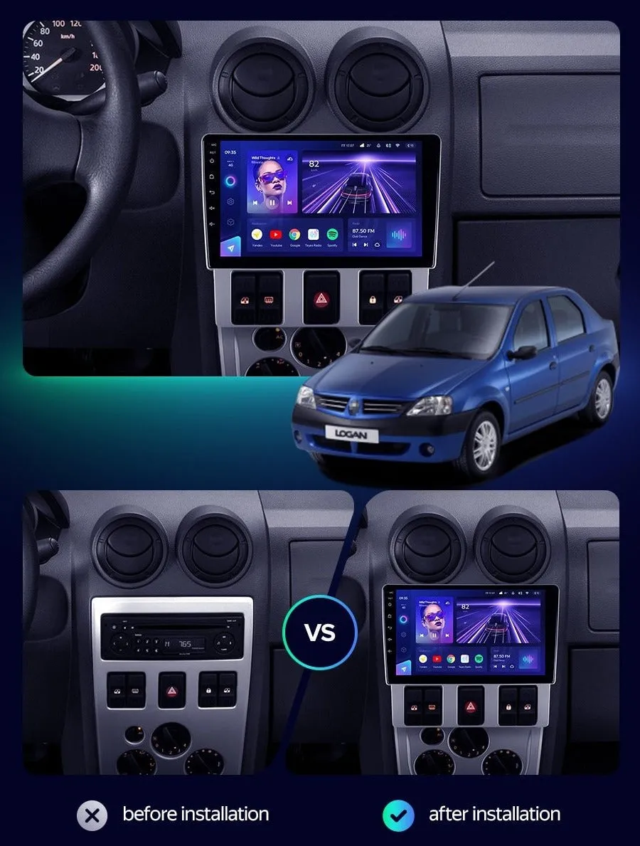 Car Dealz Elite 4G Data Model 10.2" Android 12.0 For Renault Logan 1 2004 - 2009 In Dash Plus OEM Fascia