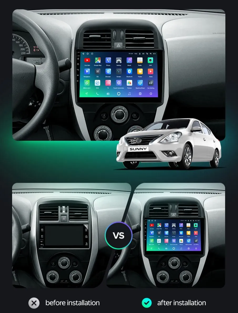 Car Dealz Premium Advanced 4G Data Model 10.2" Android 12.0 For Nissan Sunny 2014 - 2018 In Dash Plus OEM Fascia
