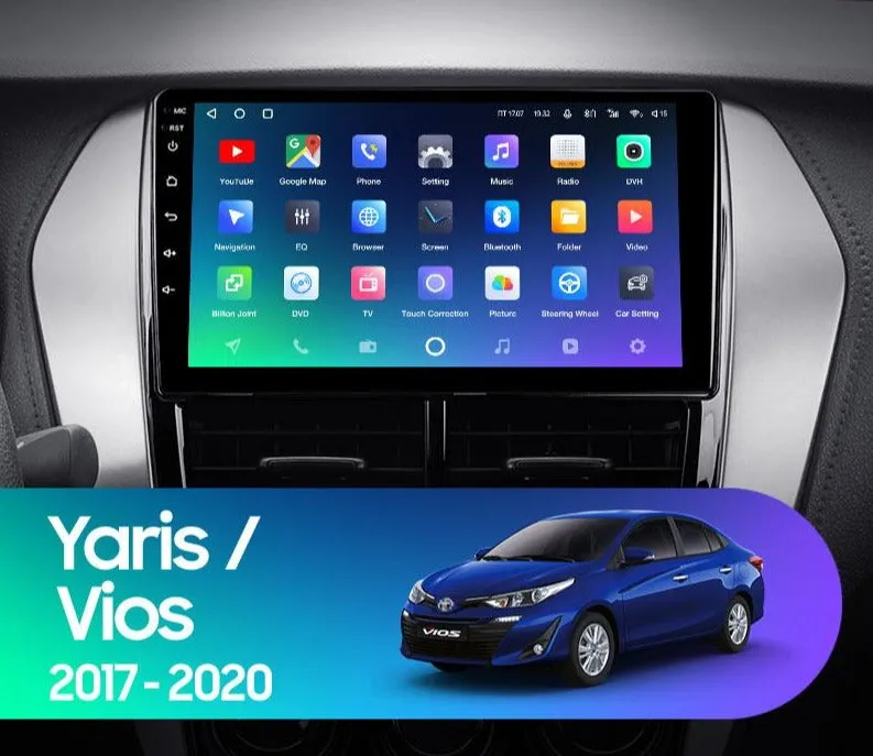 Car Dealz Premium Advanced 4G Data Model 10.2" Android 12.0 For Toyota Yaris Vios 2017 - 2020 In Dash Plus OEM Fascia