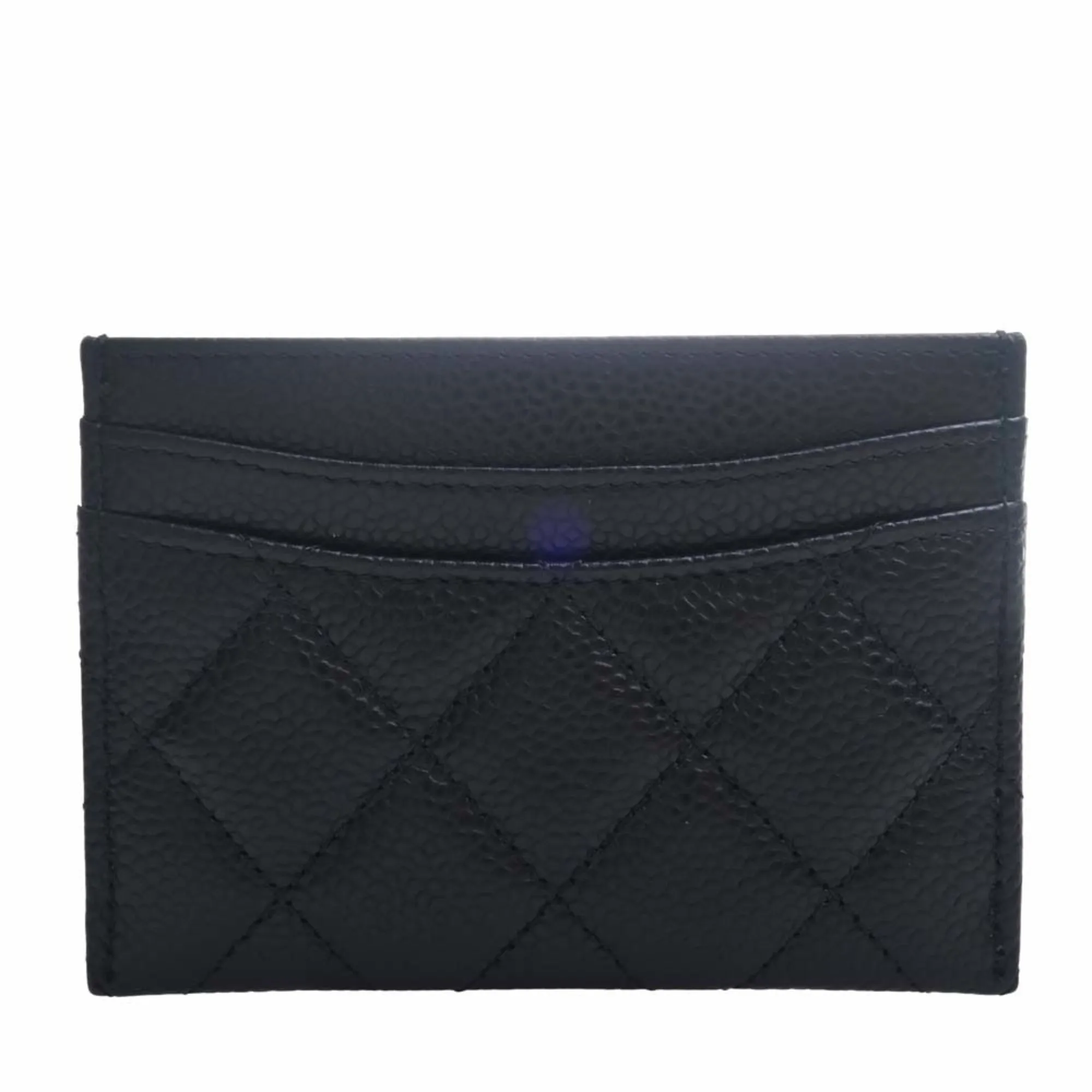 CHANEL Caviar Skin Matelasse Coco Mark Card Case Black Ladies