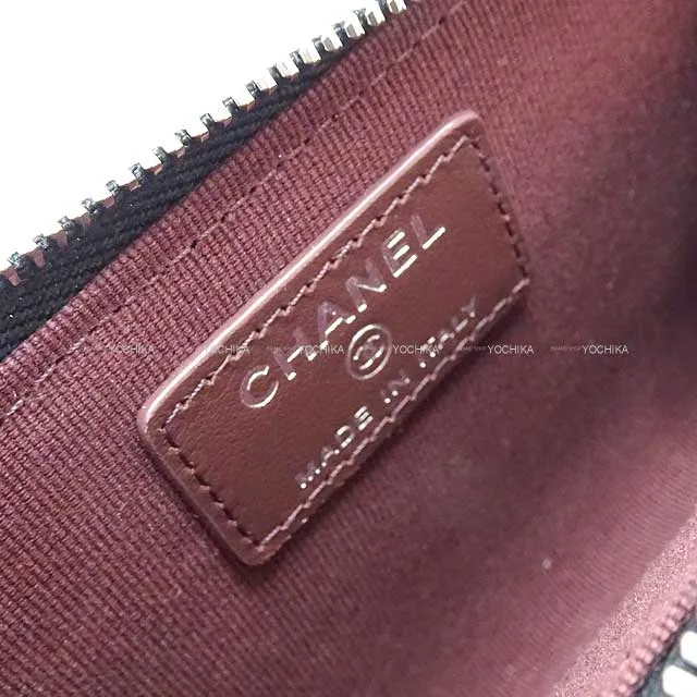 CHANEL change purse Timeless Classic Fragment Coin Card Case Matelasse Coco mark Noir (Black)/Bordeaux Graind Calf(Caviarskin) Champagne Gold HW AP3179[EXCELLENT][Authentic]