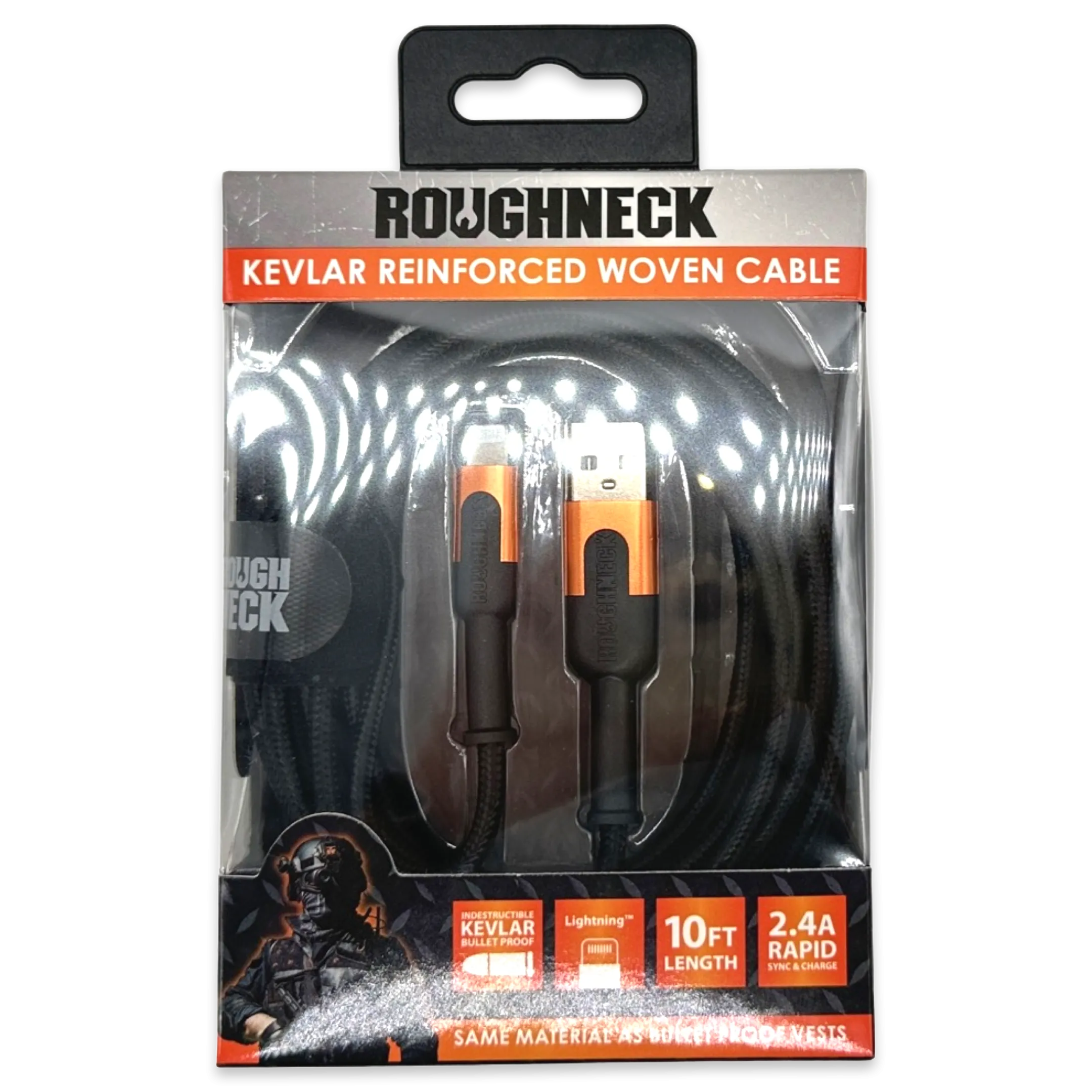Charging Cable Roughneck Cloth Assortment 10FT 2.4 Amp - 6 Pieces Per Retail Ready Display 88460