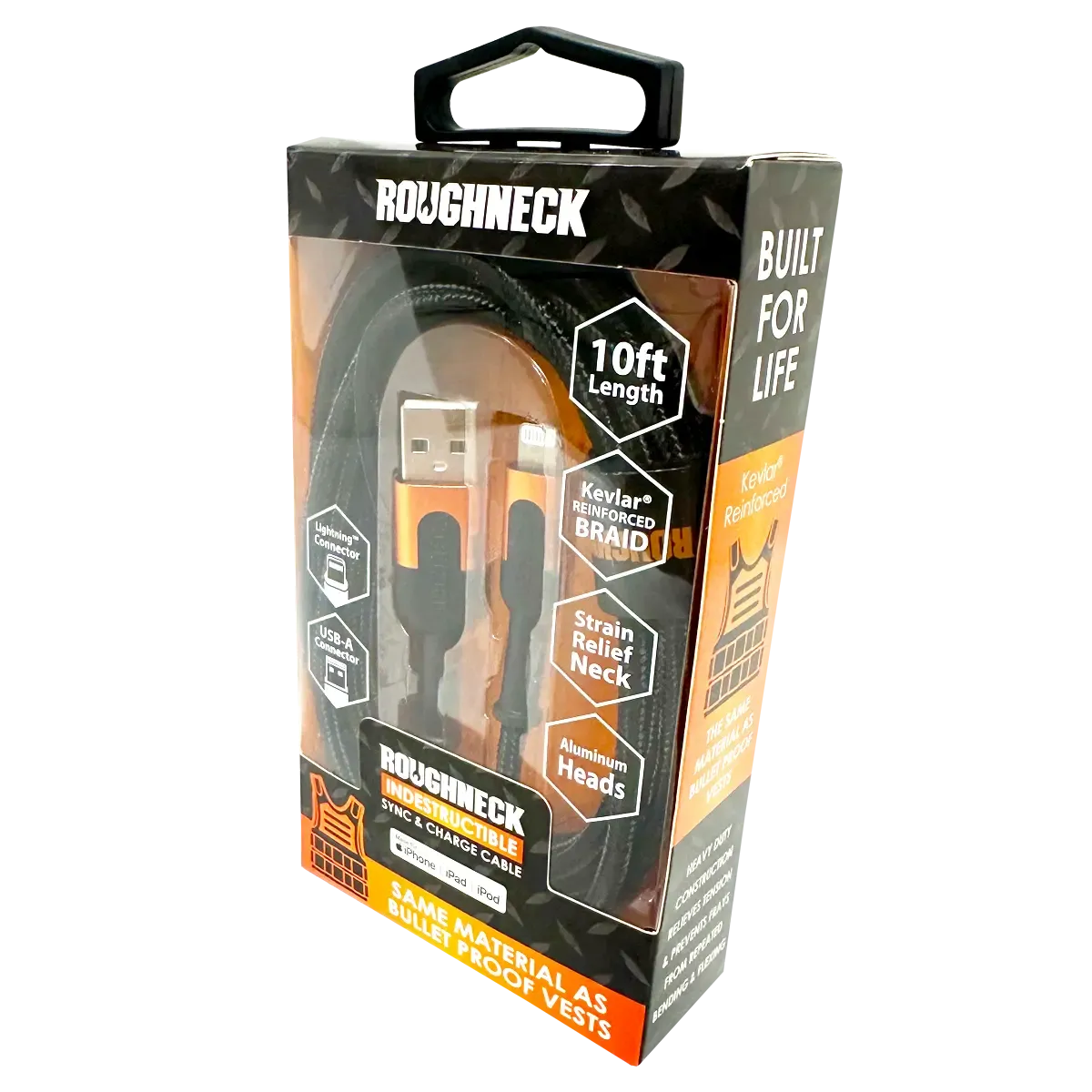 Charging Cable Roughneck USB to Lightning 10FT 2.4 Amp - 3 Pieces Per Pack 24567
