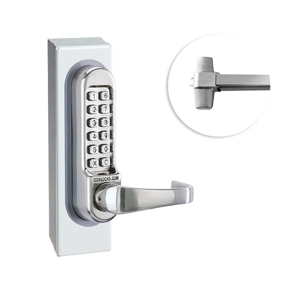 CodeLocks - CL500 Gate Box Kit - Mechanical Lock - Exit Trim with Panic Rim Exit Device Gate Box Kit - Optional Rim Size -  Heavy Duty - Panic Access Kit - Stainless Steel