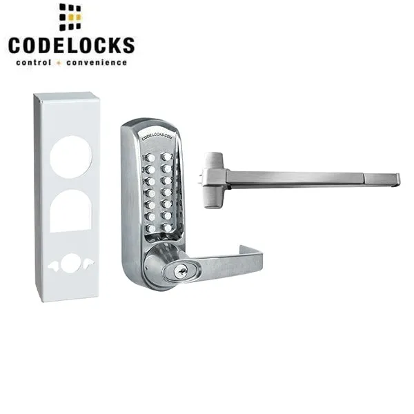 CodeLocks - CL600 Gate Box Kit - Mechanical Lock - Heavy Duty - Panic Access Kit Exit Trim with Panic rim Device - Optional Rim Size - Optional Finish - Grade 2