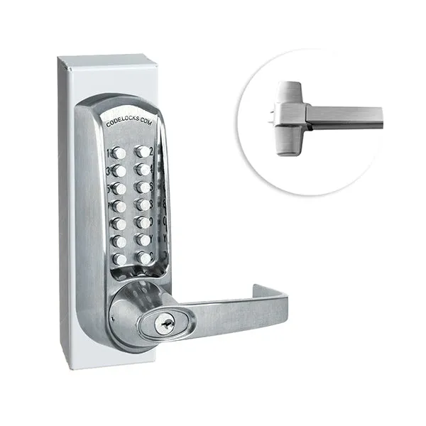CodeLocks - CL600 Gate Box Kit - Mechanical Lock - Heavy Duty - Panic Access Kit Exit Trim with Panic rim Device - Optional Rim Size - Optional Finish - Grade 2