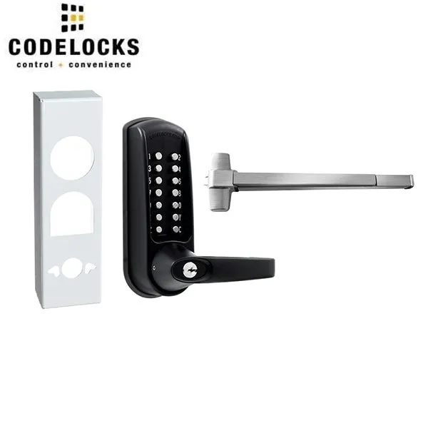 CodeLocks - CL600 Gate Box Kit - Mechanical Lock - Heavy Duty - Panic Access Kit Exit Trim with Panic rim Device - Optional Rim Size - Optional Finish - Grade 2