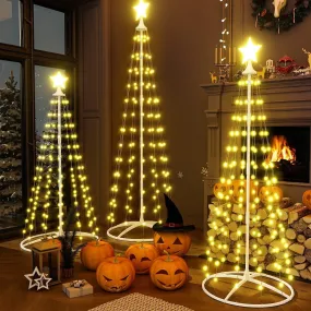 cozy 4-Piece Christmas Decoration Set, Pre-lit Artificial Christmas Tree Garland Wreath 4FT Xmas Trees 4-Piece Set, Outdoor Christmas Tree for Porch, Entrance, Holiday Decor Lighted Christmas Tree Lights
