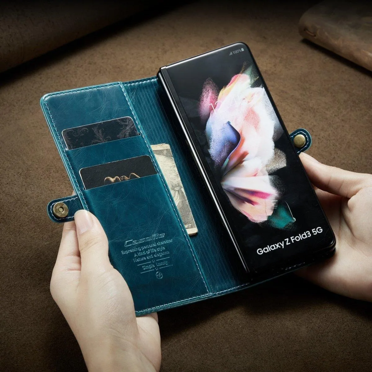 Divina Magnetic Leather Wallet Case for Galaxy Z Fold 3