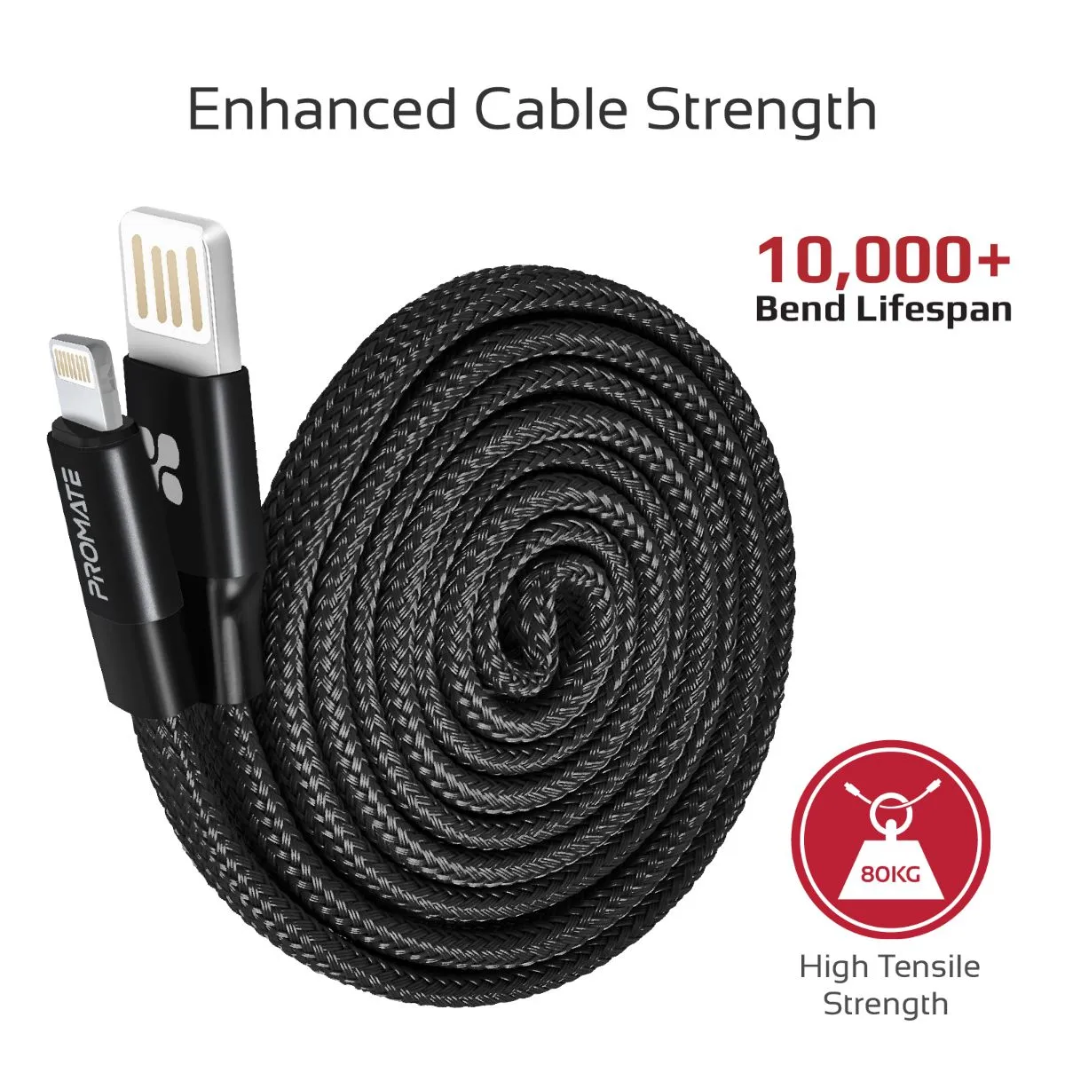 Durable Aluminium Alloy Auto-Rolling Reversible USB-A to Lighting Cable with 2A Fast Charging