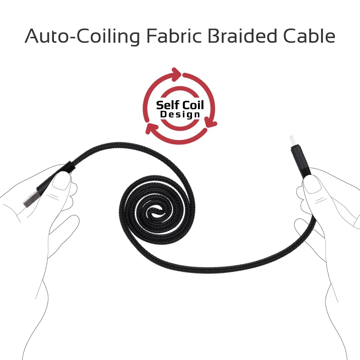 Durable Aluminium Alloy Auto-Rolling Reversible USB-A to Lighting Cable with 2A Fast Charging