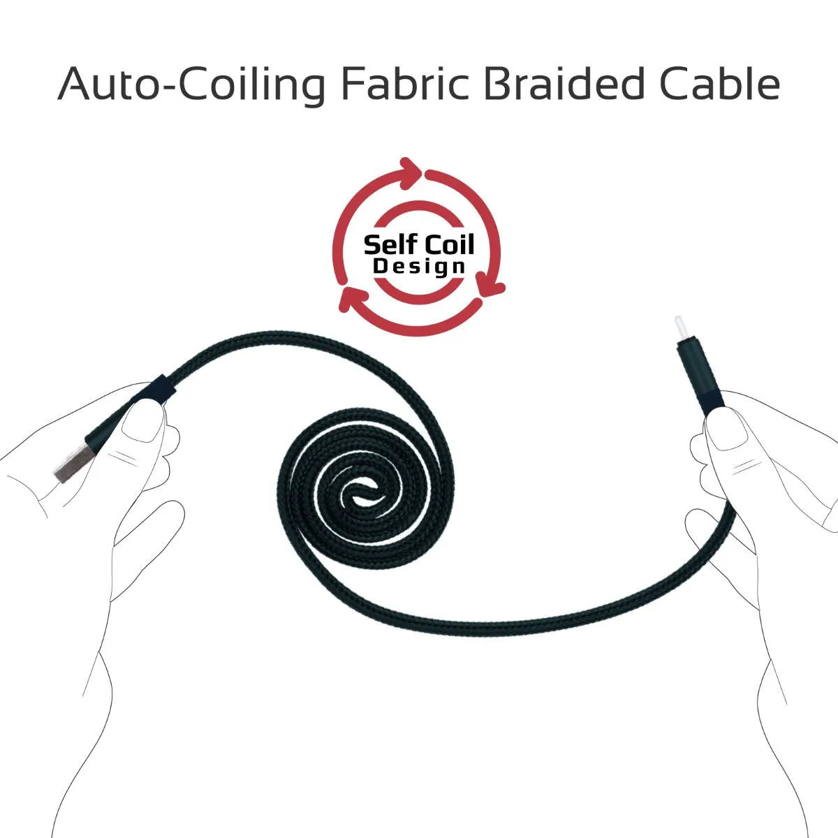 Durable Aluminium Alloy Auto-Rolling Reversible USB-A to Lighting Cable with 2A Fast Charging